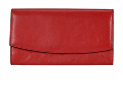 Burberry Embossed Continental Wallet, Leather, Red, MIM, 2*
